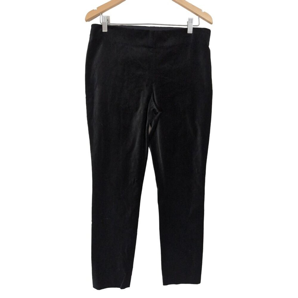 Lauren Ralph Lauren Velvet Pants Womens 8 Black Elastic‎ Waist Side Zip Slim Fit